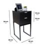 Imagem de Mesa Cabeceira Estilo Industrial 30cm Preto Eco 2 Gavetas Pés Preto Lateral Cama