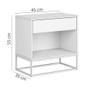 Imagem de Mesa Cabeceira Malta Branco para Cama Casal com Pés de Ferro Estilo Industrial Cobre