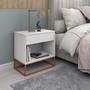 Imagem de Mesa Cabeceira Malta Branco para Cama Casal com Pés de Ferro Estilo Industrial Cobre
