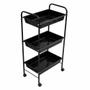 Imagem de Mesa Carrinho Auxiliar com 3 Bandejas Linha Black BCMED