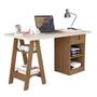Imagem de Mesa cavalete escrivaninha bali com 2 prateleira 1 gaveta off-white/canela cm2 carmolar