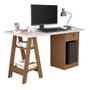 Imagem de Mesa cavalete escrivaninha bali com 2 prateleira 1 gaveta off-white/canela cm2 carmolar
