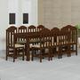 Imagem de Mesa com 10 Cadeiras Estofado Corano 220x88 Madeira Maciça Safira Castanho - Nemargi