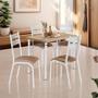 Imagem de Mesa Com 4 Cadeiras Aço Para Cozinha 110cm Branco Carvalho Luna Ciplafe