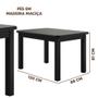 Imagem de Mesa Com 4 Cadeiras Em Madeira Maciça 120cm Preto Sapphira Shop Jm