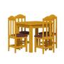 Imagem de Mesa Com 4 Cadeiras Para Cozinha Madeira Cerejeira Assento Estofado Marrom Nemargi