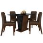 Imagem de Mesa Com 4 Cadeiras Qatar 1,20 Imb/pre/marrom - Móveis Arapongas