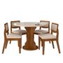 Imagem de Mesa Com 4 Cadeiras Redonda C/vidro Santorini Fre/off/bouclé Off - M.a
