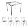 Imagem de Mesa Com 4 Cadeiras Sala de Jantar Tampo de Vidro Metal Cromado Preto