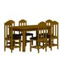 Imagem de Mesa Com 6 Cadeiras Em Madeira Maciça Imbuia Assento Estofado material sintético Preto 160 Nemargi