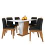 Imagem de Mesa Com 6 Cadeiras Qatar 1,60 Cin/carraro Bra/pret - Móveis Arapongas