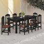 Imagem de Mesa Com 8 Cadeiras Madeira Maciça Estofadas material sintético Marrom 200cm Preto Olivia Shop Jm