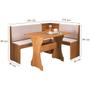 Mesa com Banco Canto Estofado Golden Mel Tecido Linho Amendoa Viero Imagem de Mesa com Banco Canto Estofado Golden Mel Tecido Linho Amendoa Viero