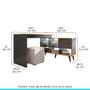 Imagem de Mesa Completo para Home Office 128/145x76 Cm MDP Cinza 0747