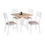 Imagem de Mesa De Aço Com 4 Cadeiras Em Aço Branco Carvalho Com Estofado Capuccino Shele Shop Jm