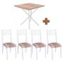 Imagem de Mesa De Aço Com 4 Cadeiras Em Aço Branco Carvalho Com Estofado Capuccino Shele Shop Jm