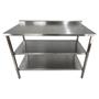 Imagem de Mesa de Aço Inox Industrial 120x60x90 cm com 2 Prateleiras Plano Liso com Espelho Nortinox