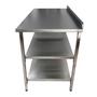 Imagem de Mesa de Aço Inox Industrial 120x60x90 cm com 2 Prateleiras Plano Liso com Espelho Nortinox