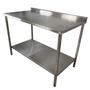 Imagem de Mesa de Aço Inox Industrial 140x60x90 cm com 1 Prateleira Plano Liso com Espelho Nortinox