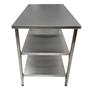 Imagem de Mesa de Aço Inox Industrial 140x60x90 cm com 2 Prateleiras Plano Liso Nortinox