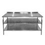 Imagem de Mesa de Aço Inox Industrial 150x70x90 cm com 2 Prateleiras Plano Liso com Espelho Nortinox