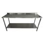 Imagem de Mesa de Aço Inox Industrial 180x60x90 cm com 1 Prateleira Plano Liso com Espelho Nortinox