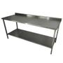 Imagem de Mesa de Aço Inox Industrial 190x70x90 cm com 1 Prateleira Plano Liso com Espelho Nortinox