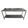 Imagem de Mesa de Aço Inox Industrial 190x70x90 cm com 1 Prateleira Plano Liso com Espelho Nortinox