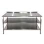 Imagem de Mesa de Aço Inox Industrial 190x70x90 cm com 2 Prateleiras Plano Liso com Espelho Nortinox