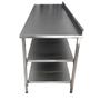 Imagem de Mesa de Aço Inox Industrial 190x70x90 cm com 2 Prateleiras Plano Liso com Espelho Nortinox
