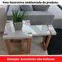 Imagem de Mesa de Apoio Zurique Univ 70 cm Tampo Madeira Branco Base Madeira Amêndoa