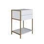 Imagem de Mesa de Cabeceira 2 Gavetas Industrial Dourado Steel Quadra Branco/Dourado