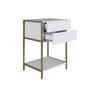 Imagem de Mesa de Cabeceira 2 Gavetas Industrial Dourado Steel Quadra Branco/Dourado