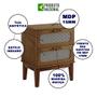 Imagem de Mesa de Cabeceira 2 Gavetas Santorini Amêndoa 45 Cm com Tela Indiana