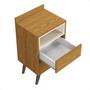 Imagem de Mesa de Cabeceira Alamo com 2 gavetas pés retrô para quarto - Nature com Off White