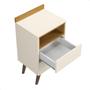 Imagem de Mesa de Cabeceira Alamo para quarto com pés retrô e 2 gavetas - Off White com Nature