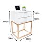 Mesa de Cabeceira Estilo Industrial 40cm Branco 2 Gavetas Pés Ferro Dourado Quarto Lateral Cama - FL DECOR Imagem de Mesa de Cabeceira Estilo Industrial 40cm Branco 2 Gavetas Pés Ferro Dourado Quarto Lateral Cama