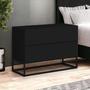 Imagem de Mesa De Cabeceira Linha Eros 60cm Comprimento MDF/MDP Com Base Metalon Cor Preto