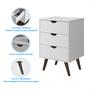Imagem de Mesa de Cabeceira Luxo p/ Quarto 3 Gavetas Cor Branco - PRADO MOVEIS
