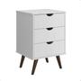 Imagem de Mesa de Cabeceira Luxo p/ Quarto 3 Gavetas Cor Branco - PRADO MOVEIS