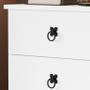 Imagem de Mesa de Cabeceira MAD 3 Gavetas Estilo Retrô Com Pés em Madeira Cor Branco