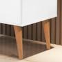 Imagem de Mesa de Cabeceira MAD 3 Gavetas Estilo Retrô Com Pés em Madeira Cor Branco