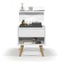 Imagem de Mesa de Cabeceira Madeira Cama Box Casal Quarto 1 Gaveta com Puxador Estilo Concha e Pés Palito Retrô Charme Decoração - Branco