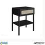 Imagem de Mesa de cabeceira oslo 1 gaveta palhinha hanover ou nero base madeira 48cm - artesano