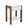 Imagem de Mesa de Cabeçeira para Quarto Decorativa AZ1016 MDP Branco/Nogal G69 - Gran Belo