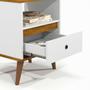 Imagem de Mesa de Cabeceira Quarto Apoio Lateral Cama Box Casal Estilo Decoração Retrô Ted 1 Gaveta - Branco/Nature