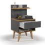 Imagem de Mesa de Cabeceira Quarto Mesinha Apoio Lateral Cama Box Casal Estilo Nicho Decoração Retrô Sleep 1 Gaveta