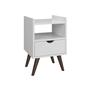 Imagem de Mesa De Cabeceira Quarto Retrô Pés Palito Com Nicho e 1 Gaveta Classic Decor Cores G2 Plus