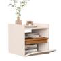 Imagem de Mesa De Cabeceira Suspensa Com 1 Porta  Minerva - Cor: Off White Com Nature - Lojas G2