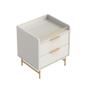 Imagem de Mesa de Cabeceira Yves 2 GV Off White e Dourada